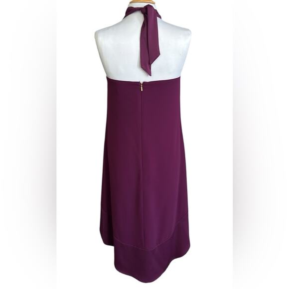 Trina Turk Glow Halter Neck Carmel Crepe Dress Purple Plum Women’s Size 6 NEW - Picture 10 of 13